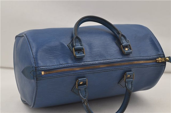 Authentic Louis Vuitton Epi Speedy 30 Hand Boston Bag Purse Blue M43005 LV 8780D