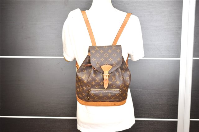 Authentic Louis Vuitton Monogram Montsouris MM Backpack M51136 LV 8780F