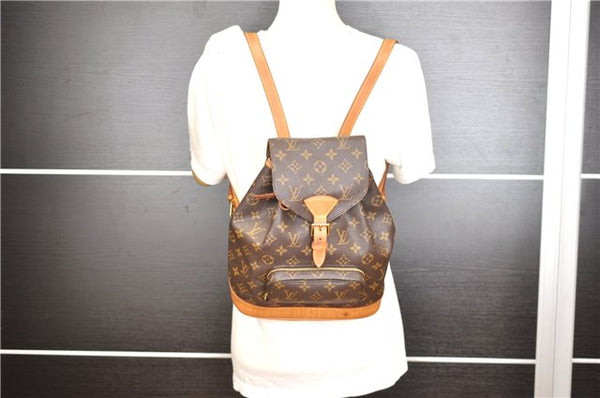 Authentic Louis Vuitton Monogram Montsouris MM Backpack M51136 LV 8780F