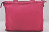 Authentic PRADA Vintage Nylon Tessuto Leather 2Way Shoulder Tote Bag Pink 8781E