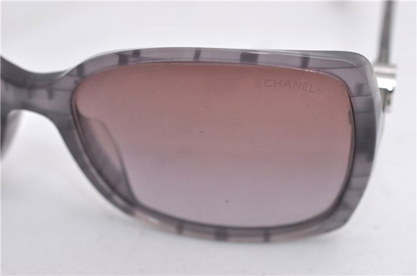 Authentic CHANEL Sunglasses Check Pattern CoCo Mark Plastic Gray 8784E
