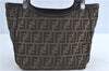 Authentic FENDI Zucca Shoulder Tote Bag Purse Canvas Leather Brown 8792B