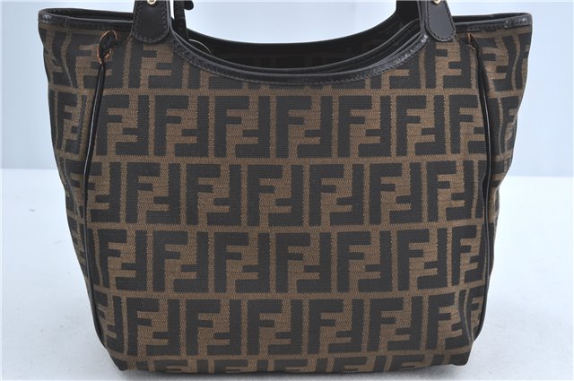 Authentic FENDI Zucca Shoulder Tote Bag Purse Canvas Leather Brown 8792B