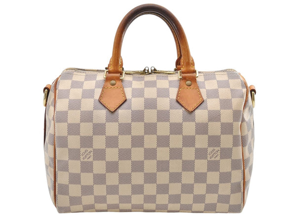 Auth Louis Vuitton Damier Azur Speedy Bandouliere 25 Hand Bag N41374 LV 8793D