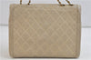 Authentic CHANEL Calf Skin Matelasse Chain Shoulder Bag Purse Beige CC 8794C