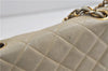 Authentic CHANEL Calf Skin Matelasse Chain Shoulder Bag Purse Beige CC 8794C