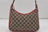 Auth GUCCI Shoulder Hand Bag Purse GG Canvas Leather 0013812 Black Red 8794D