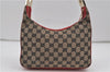 Auth GUCCI Shoulder Hand Bag Purse GG Canvas Leather 0013812 Black Red 8794D