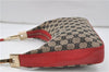 Auth GUCCI Shoulder Hand Bag Purse GG Canvas Leather 0013812 Black Red 8794D