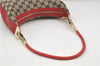 Auth GUCCI Shoulder Hand Bag Purse GG Canvas Leather 0013812 Black Red 8794D