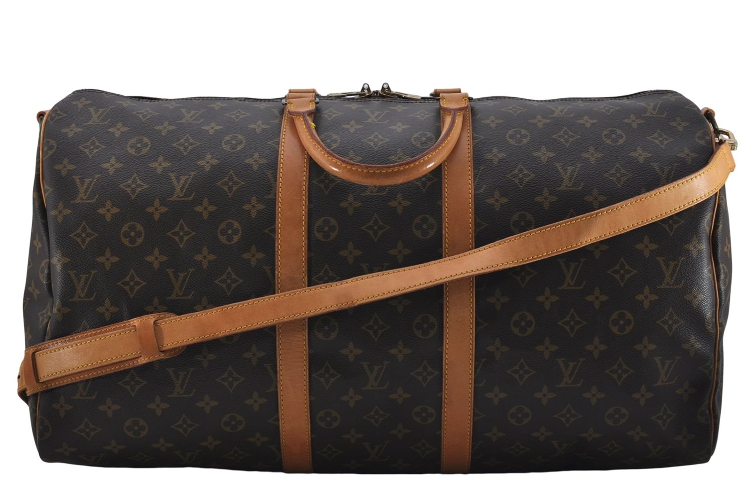 Auth Louis Vuitton Monogram Keepall Bandouliere 55 Boston Bag M41414 LV 8796D