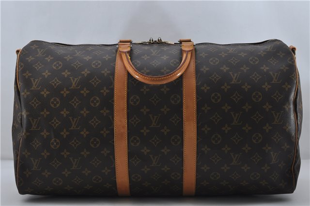 Auth Louis Vuitton Monogram Keepall Bandouliere 55 Boston Bag M41414 LV 8796D