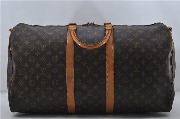 Auth Louis Vuitton Monogram Keepall Bandouliere 55 Boston Bag M41414 LV 8796D