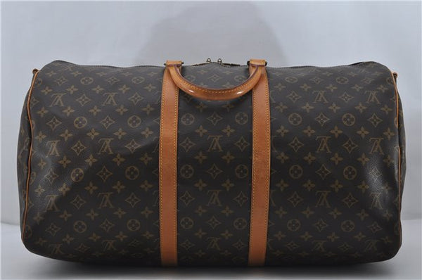 Auth Louis Vuitton Monogram Keepall Bandouliere 55 Boston Bag M41414 LV 8796D