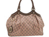 Authentic GUCCI Sukey Shoulder Tote Bag GG Canvas Leather 211944 Pink 8800D