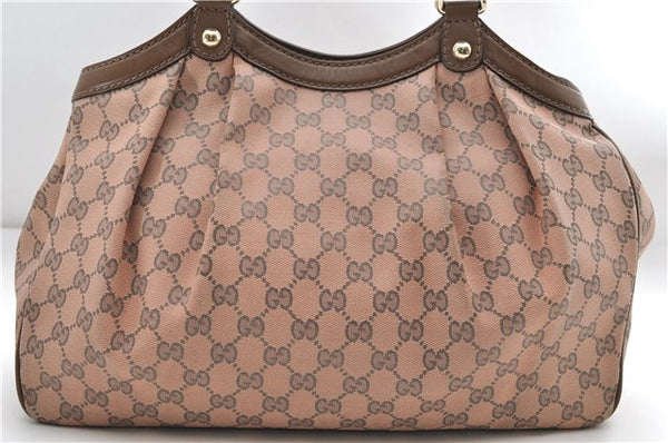 Authentic GUCCI Sukey Shoulder Tote Bag GG Canvas Leather 211944 Pink 8800D