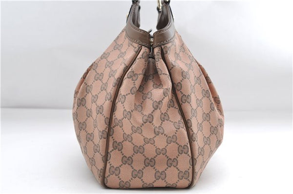 Authentic GUCCI Sukey Shoulder Tote Bag GG Canvas Leather 211944 Pink 8800D