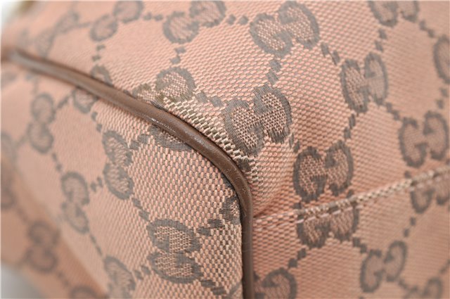 Authentic GUCCI Sukey Shoulder Tote Bag GG Canvas Leather 211944 Pink 8800D