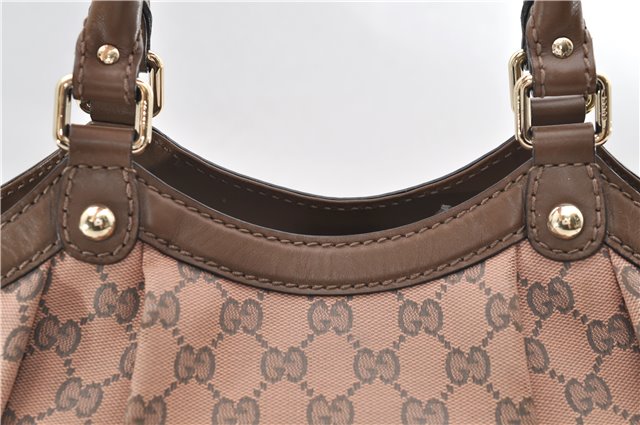 Authentic GUCCI Sukey Shoulder Tote Bag GG Canvas Leather 211944 Pink 8800D