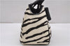 Authentic PRADA Zebra Unborn Calf Leather Shoulder Hand Bag White Black 8800F
