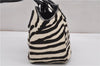 Authentic PRADA Zebra Unborn Calf Leather Shoulder Hand Bag White Black 8800F