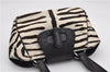Authentic PRADA Zebra Unborn Calf Leather Shoulder Hand Bag White Black 8800F