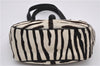 Authentic PRADA Zebra Unborn Calf Leather Shoulder Hand Bag White Black 8800F