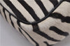 Authentic PRADA Zebra Unborn Calf Leather Shoulder Hand Bag White Black 8800F