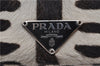 Authentic PRADA Zebra Unborn Calf Leather Shoulder Hand Bag White Black 8800F