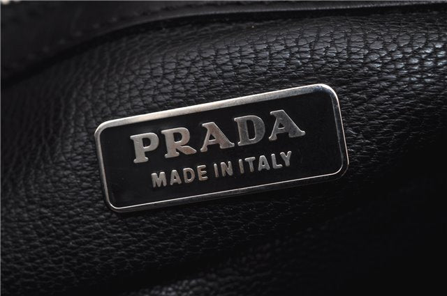 Authentic PRADA Zebra Unborn Calf Leather Shoulder Hand Bag White Black 8800F