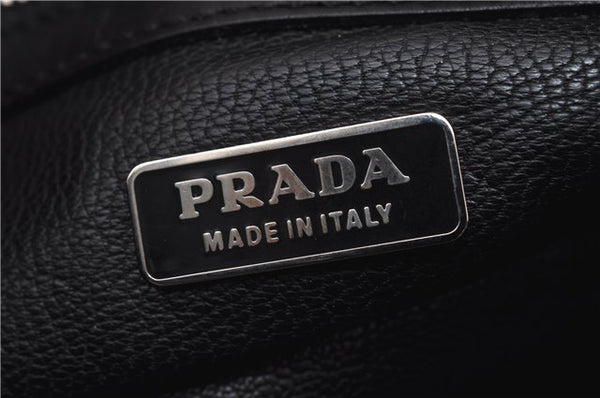 Authentic PRADA Zebra Unborn Calf Leather Shoulder Hand Bag White Black 8800F