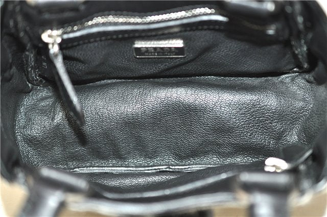 Authentic PRADA Zebra Unborn Calf Leather Shoulder Hand Bag White Black 8800F