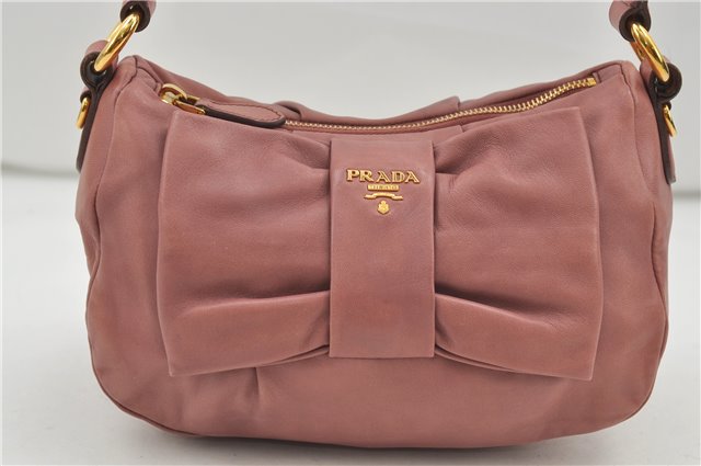 Authentic PRADA Leather 2Way Shoulder Hand Bag Purse Pink 8801D