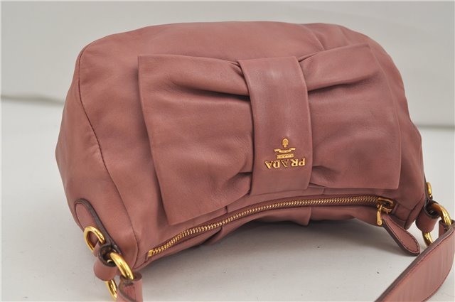 Authentic PRADA Leather 2Way Shoulder Hand Bag Purse Pink 8801D