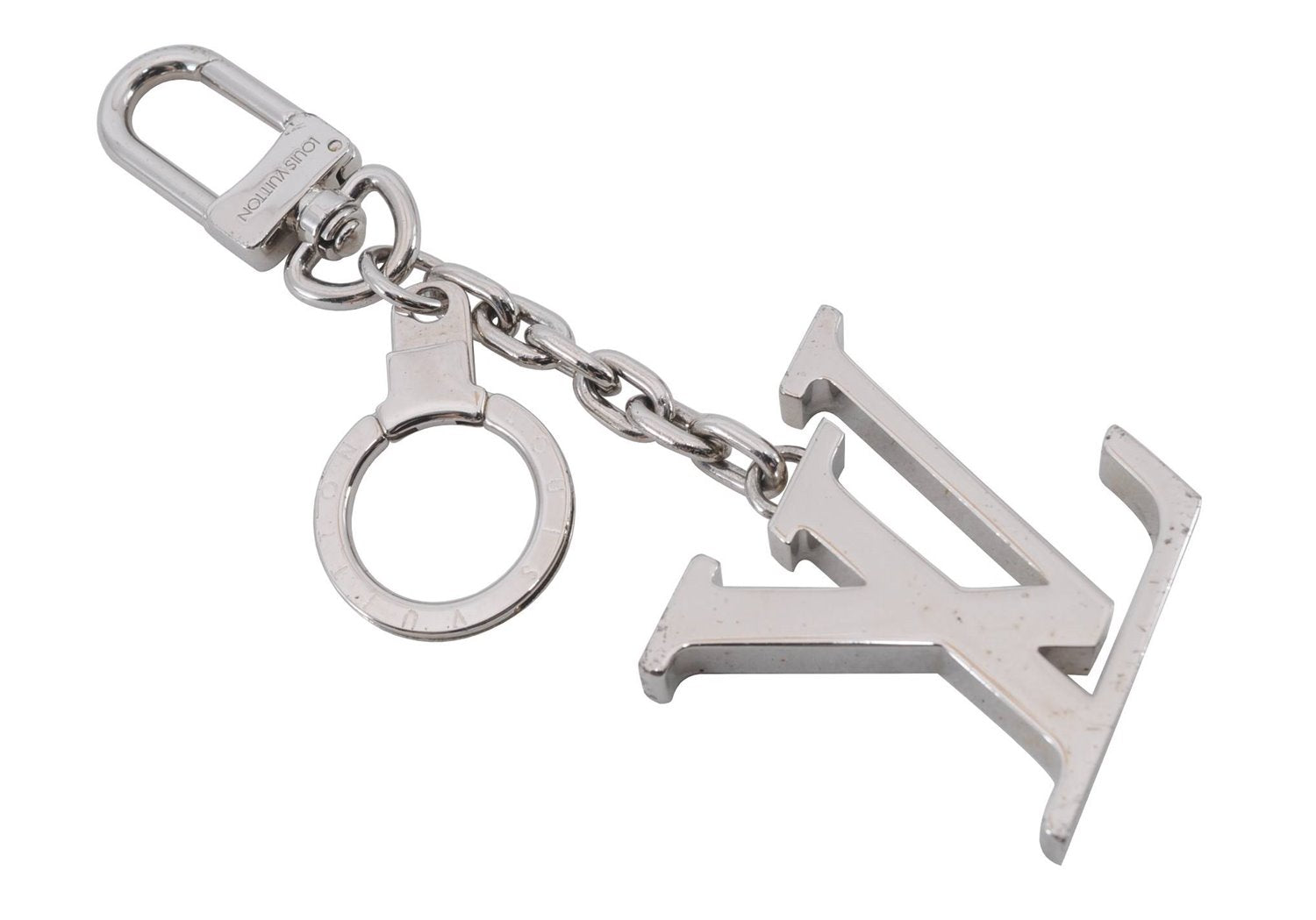 Authentic Louis Vuitton Porte Cles Initial Charm Key Ring Silver M65071 LV 8806C