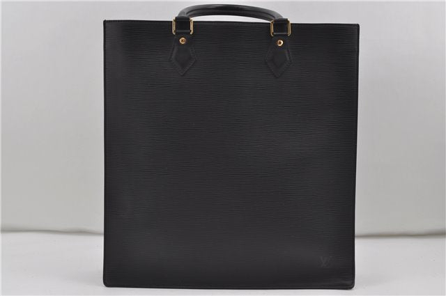 Authentic Louis Vuitton Epi Leather Sac Plat Hand Bag M59082 Black LV 8809D