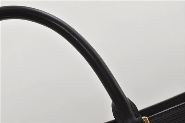 Authentic Louis Vuitton Epi Leather Sac Plat Hand Bag M59082 Black LV 8809D