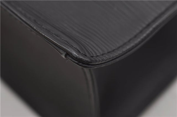 Authentic Louis Vuitton Epi Leather Sac Plat Hand Bag M59082 Black LV 8809D