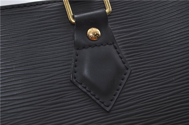 Authentic Louis Vuitton Epi Leather Sac Plat Hand Bag M59082 Black LV 8809D