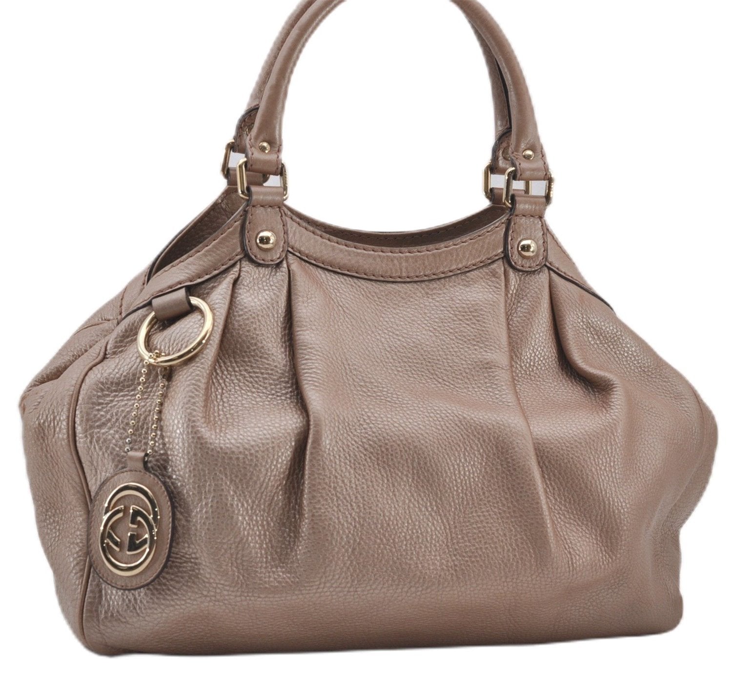 Authentic GUCCI Vintage Sukey Shoulder Tote Bag Leather 211944 Pink Beige 8811E