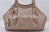 Authentic GUCCI Vintage Sukey Shoulder Tote Bag Leather 211944 Pink Beige 8811E