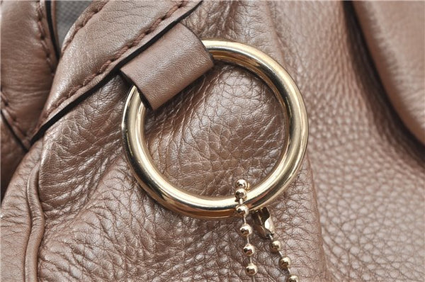 Authentic GUCCI Vintage Sukey Shoulder Tote Bag Leather 211944 Pink Beige 8811E