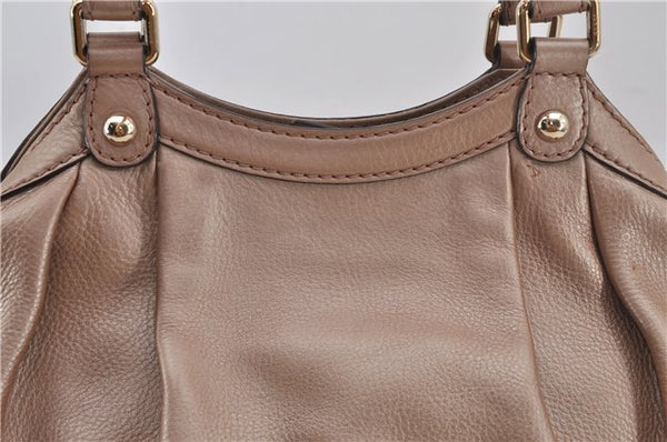 Authentic GUCCI Vintage Sukey Shoulder Tote Bag Leather 211944 Pink Beige 8811E