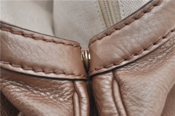 Authentic GUCCI Vintage Sukey Shoulder Tote Bag Leather 211944 Pink Beige 8811E