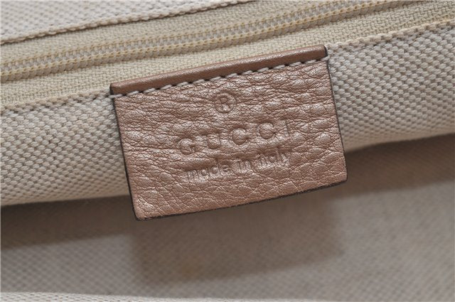 Authentic GUCCI Vintage Sukey Shoulder Tote Bag Leather 211944 Pink Beige 8811E