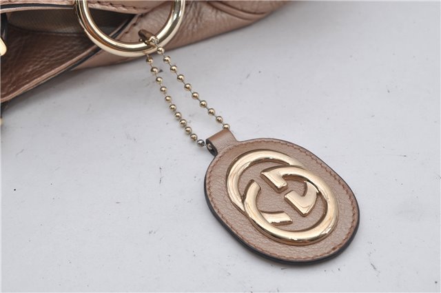 Authentic GUCCI Vintage Sukey Shoulder Tote Bag Leather 211944 Pink Beige 8811E