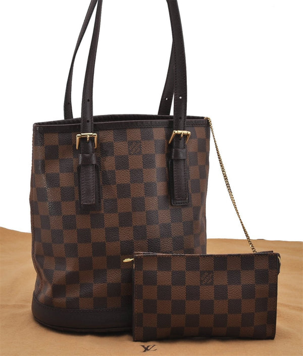 Authentic Louis Vuitton Damier Marais Bucket Shoulder Tote Bag N42240 LV 8811F