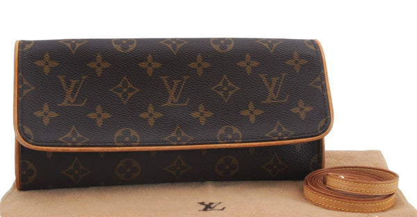 Authentic Louis Vuitton Monogram Pochette Twin GM Shoulder Bag M51852 LV 8815D