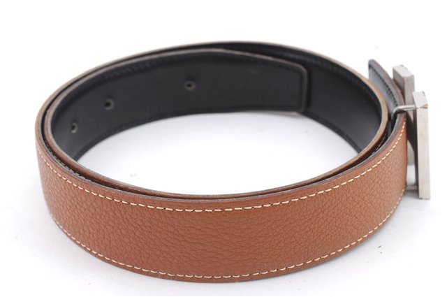 Auth HERMES Ladies Leather Belt Reversible Size 65cm 25.6