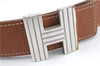 Auth HERMES Ladies Leather Belt Reversible Size 65cm 25.6" Brown Black Box 8823C